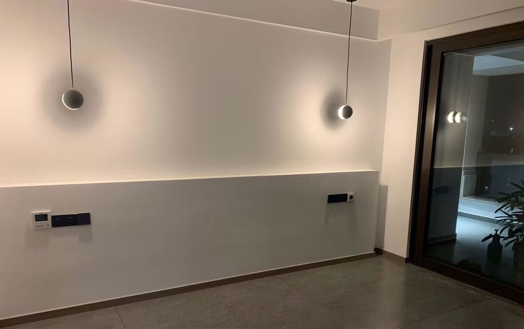 Customer photo review of Concrete Pendant Light, Handmade Cement Grey Sphere, Integrated LED
