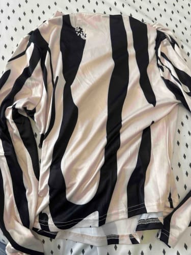 Customer photo review of Ninonine "Sloane" | Abstract Geometric Mock Neck Top