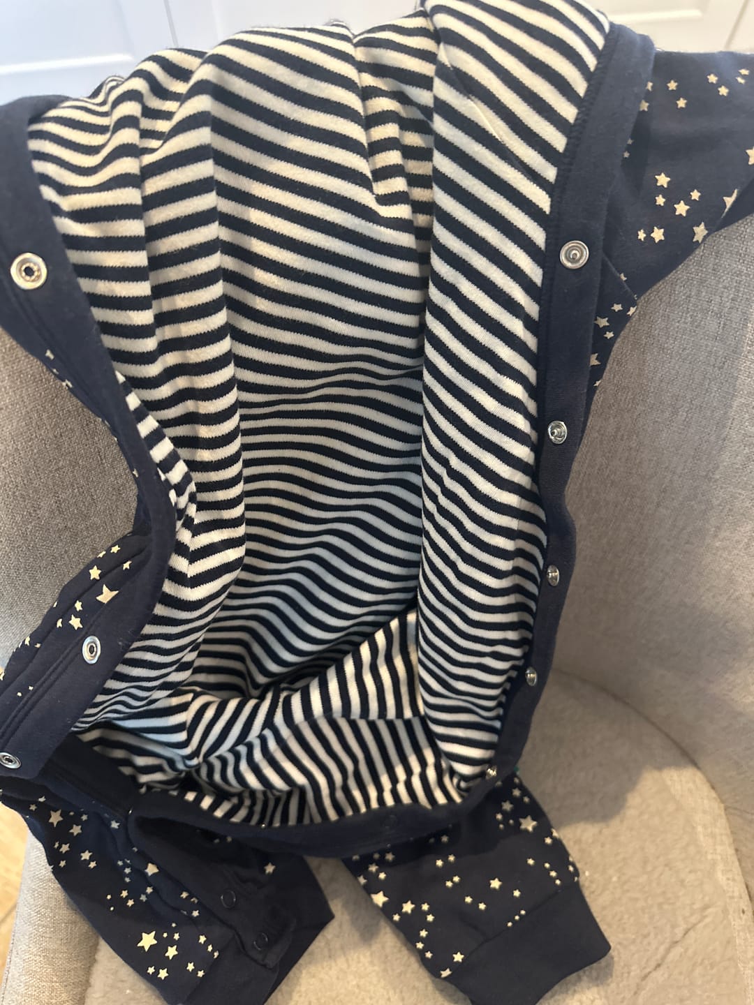 Customer photo review of Starry Night Reversible Snug As A Bug Suit
