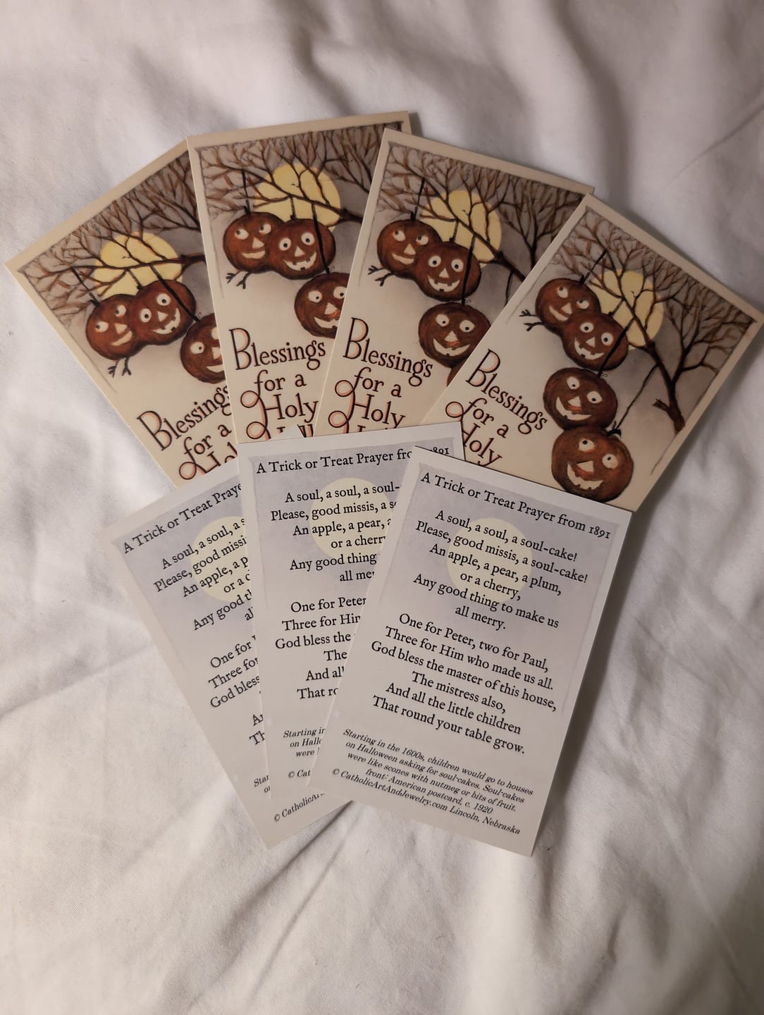 Customer photo review of New! Blessings for a Holy Halloween – Children's Prayer from 1891 on back – Holy Card – pack of 10/100/1000 #239