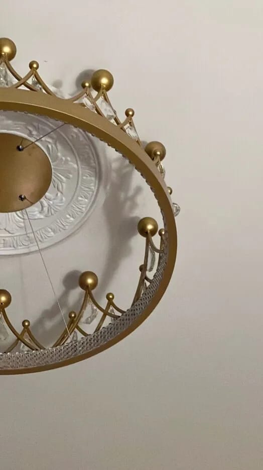 Customer photo review of Crown Crystal Chandelier, Gold Ring, Leaf or Drop Crystals, 40–60 cm