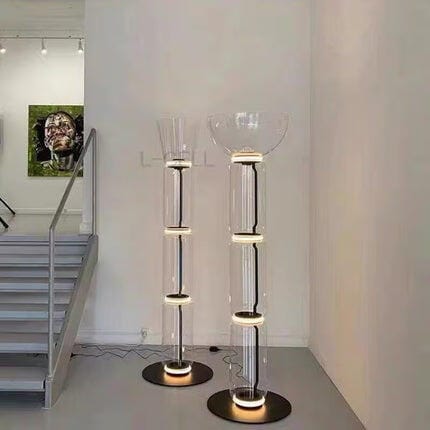 Customer photo review of Black Floor Lamp, Clear Glass Cylinders, LED, Up to 160 cm