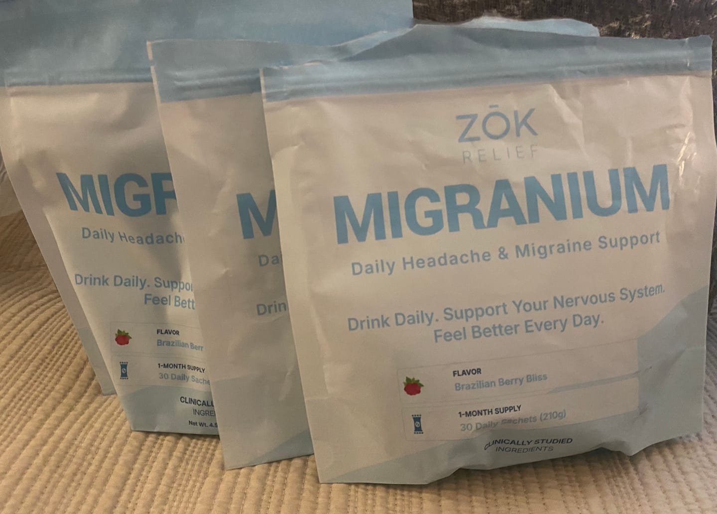 Customer photo review of Migranium Daily - World’s 1st Anti-Migraine Super Formula for Headaches + Brain Fog + Stress