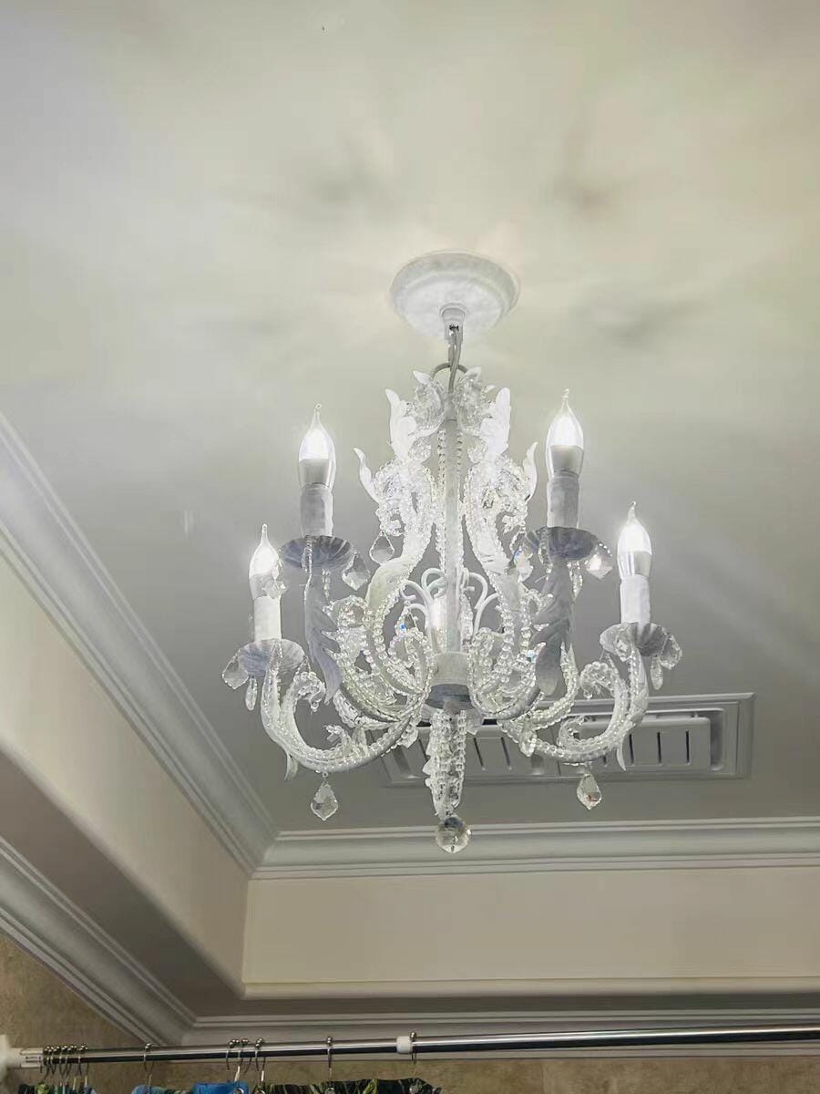 Customer photo review of White Crystal Pendant Light, Candle-Style Chandelier, 40 cm