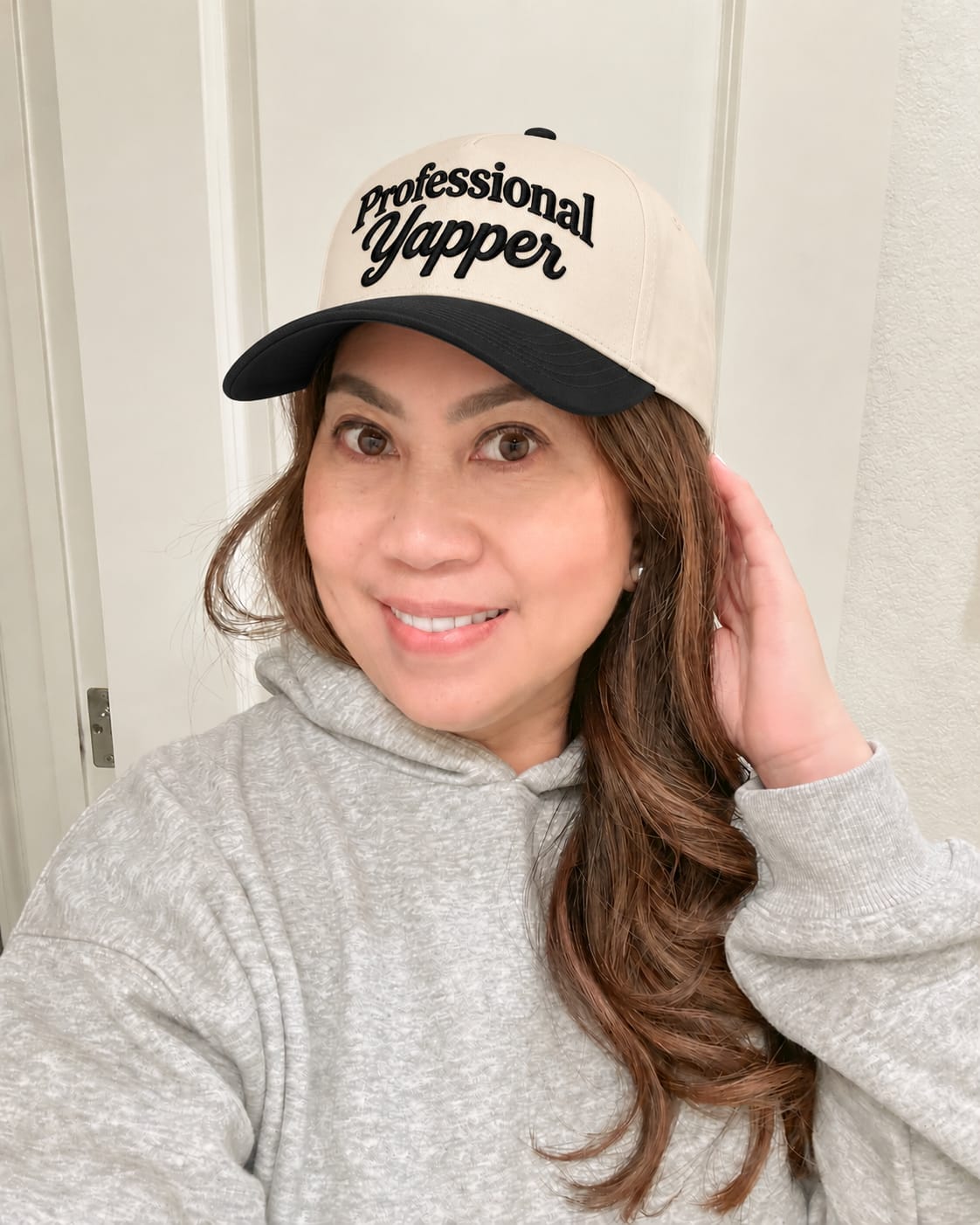 Customer photo review of Professional Yapper Hat, Chatty Gen Z Slang Snapback