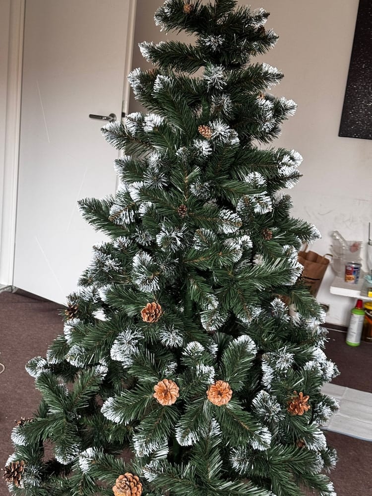 Customer photo review of Brad artificial de Crăciun Pădure de Iarnă, nins cu conuri naturale, 2D, 180 cm