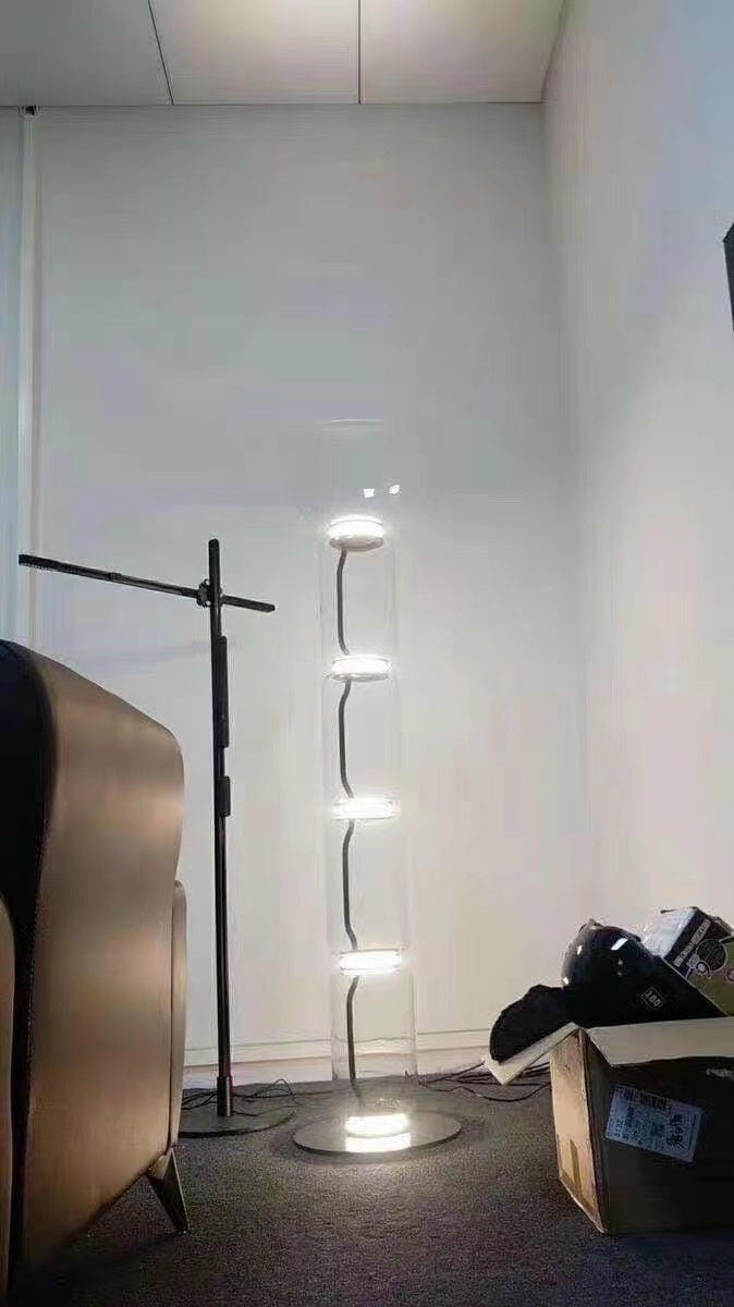 Customer photo review of Black Floor Lamp, Clear Glass Cylinders, LED, Up to 160 cm