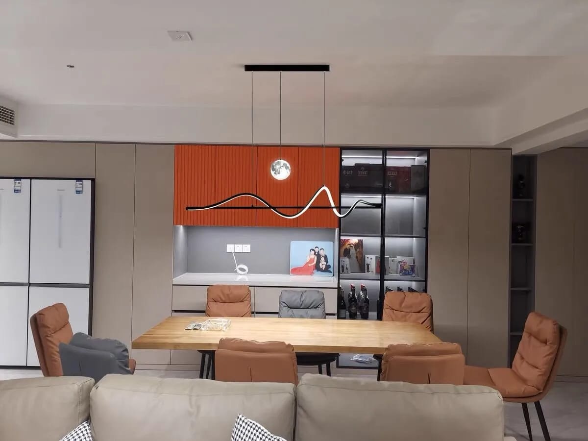 Customer photo review of Linear Pendant Light, Lit Moon and Mountain LED Strip, 120 cm