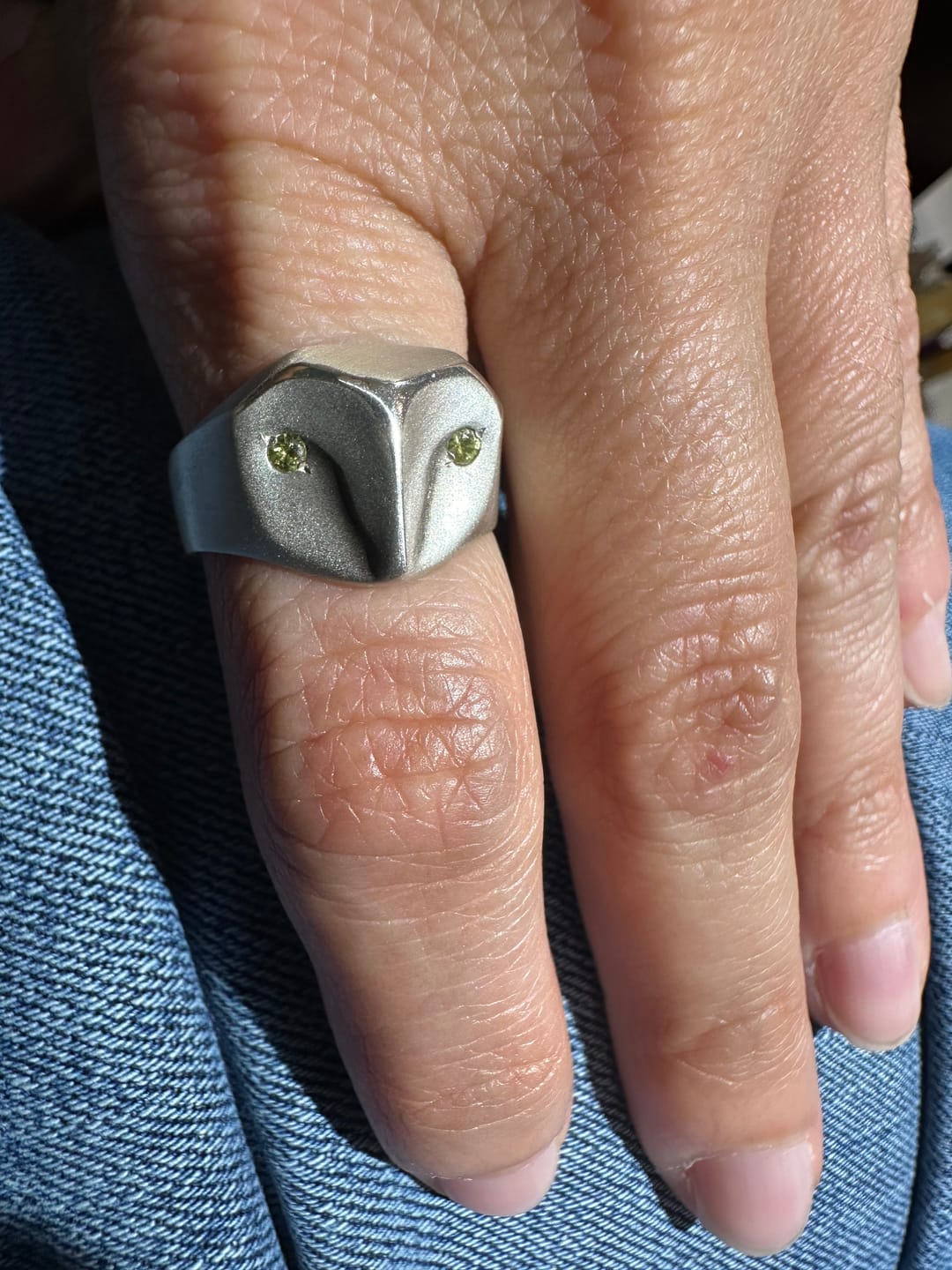 Customer photo review of Limited Edition Peridot Owl Ring