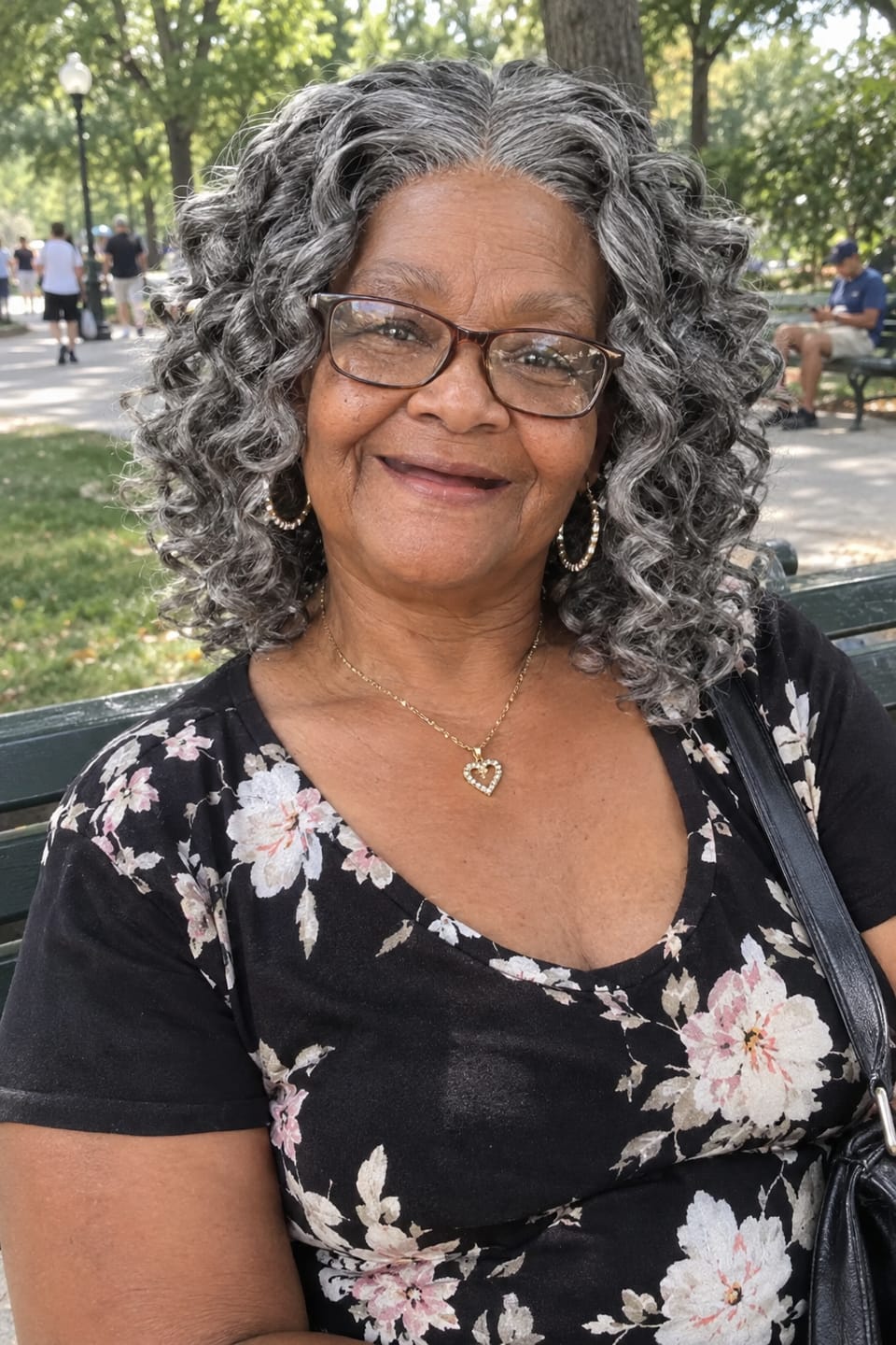 Customer photo review of Luvwin Salt And Pepper Wand Curl Kinky Hair 5x5 Pre-cut Lace Bob Wig