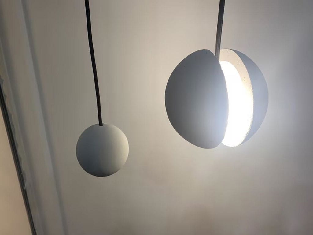 Customer photo review of Concrete Pendant Light, Handmade Cement Grey Sphere, Integrated LED