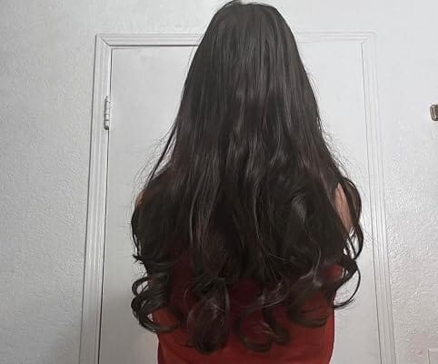 Customer photo review of Virgin Flat Weft Hair Extensions Hair Weft Darkest Brown #2