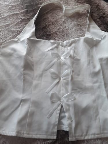 Customer photo review of Ninonine "Camille" | Bow-Accent Halterneck Corset Top