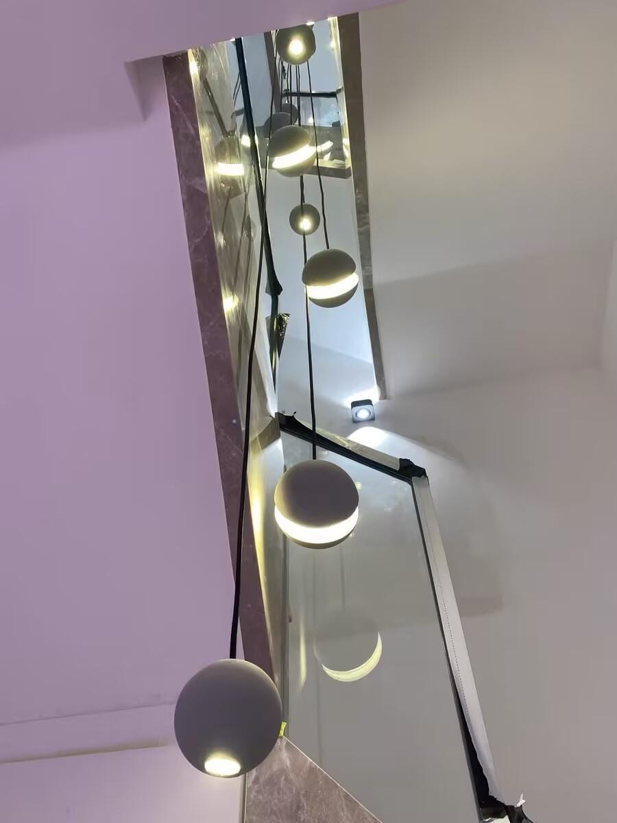 Customer photo review of Concrete Pendant Light, Handmade Cement Grey Sphere, Integrated LED