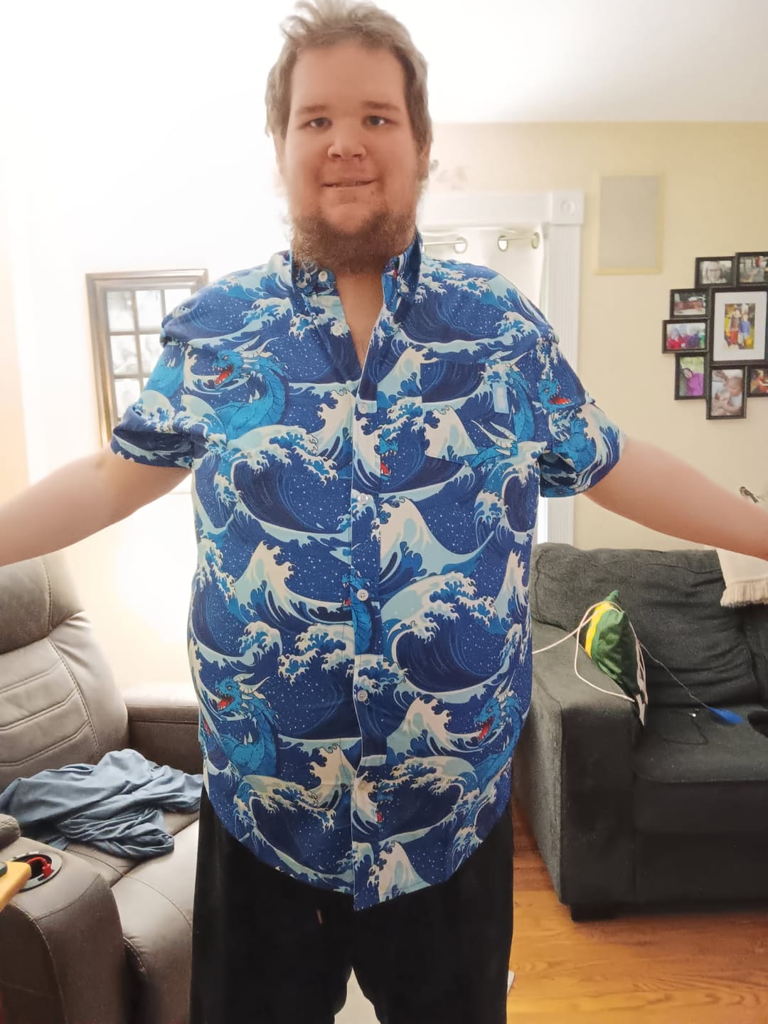 Customer photo review of 21 Pineapples "Blue Dragon" Button Up