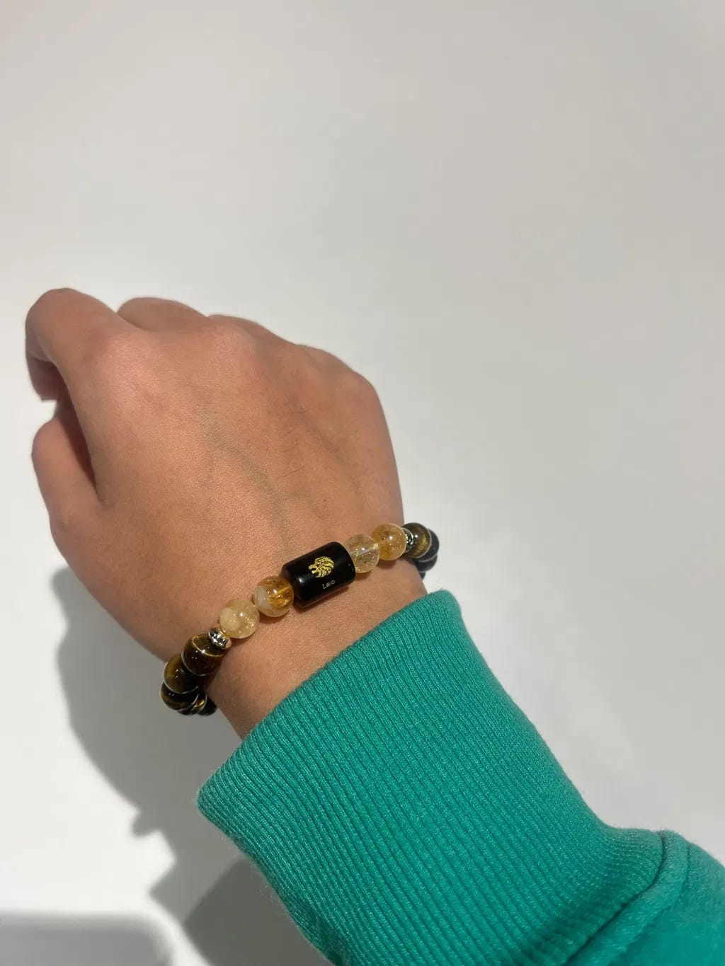 Customer photo review of Leo (Simha Rashi) Zodiac Bracelet – Natural Tiger Eye & Citrine