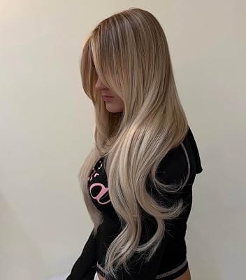 Customer photo review of Virgin Flat Weft Extensions Sew In Weft Extensions Balayage #BA8/60