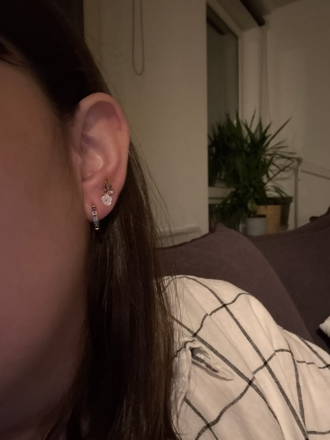 Customer photo review of Crystal White Blossom Earrings