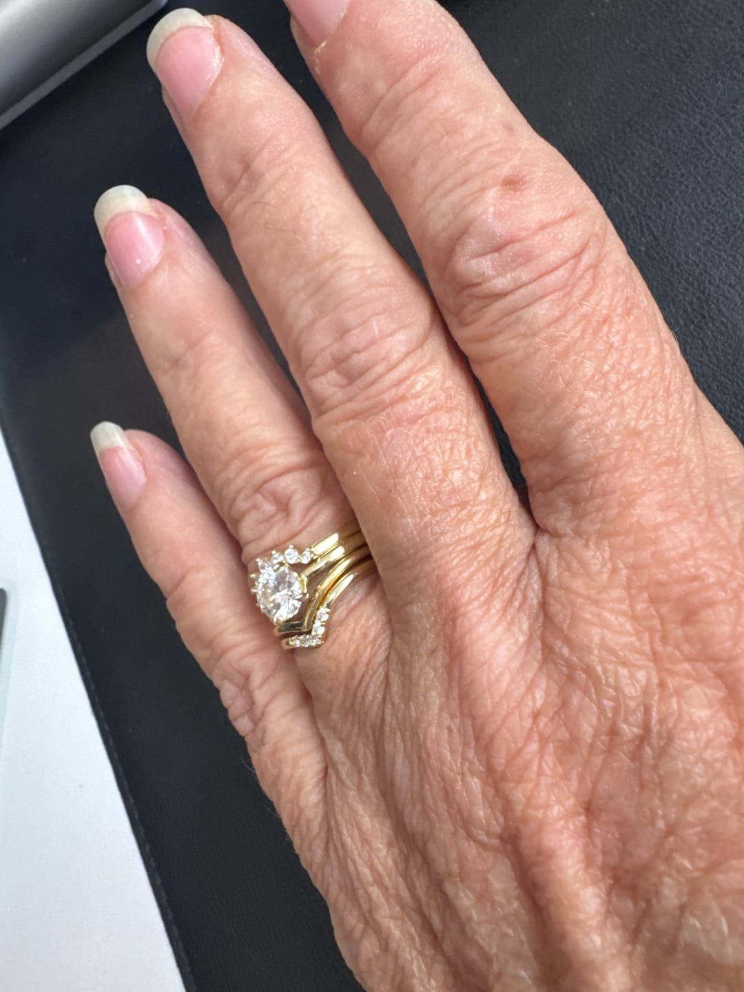 Customer photo review of Sapphire V Band Stacking Ring