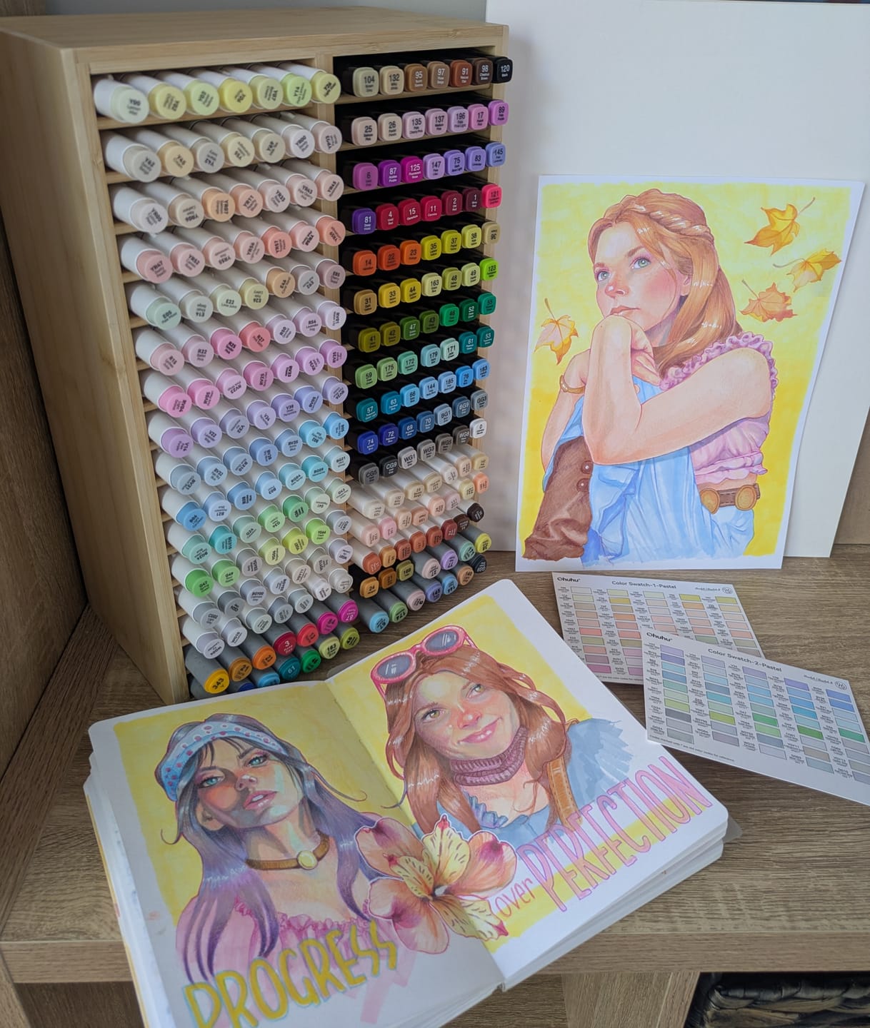 Customer photo review of Ohuhu Bamboo Marker Organizer