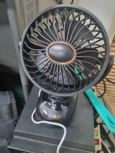 Customer photo review of Rechargeable Clip-On Golf Cart Fan, 6 in Cordless Fan with 5 Speeds