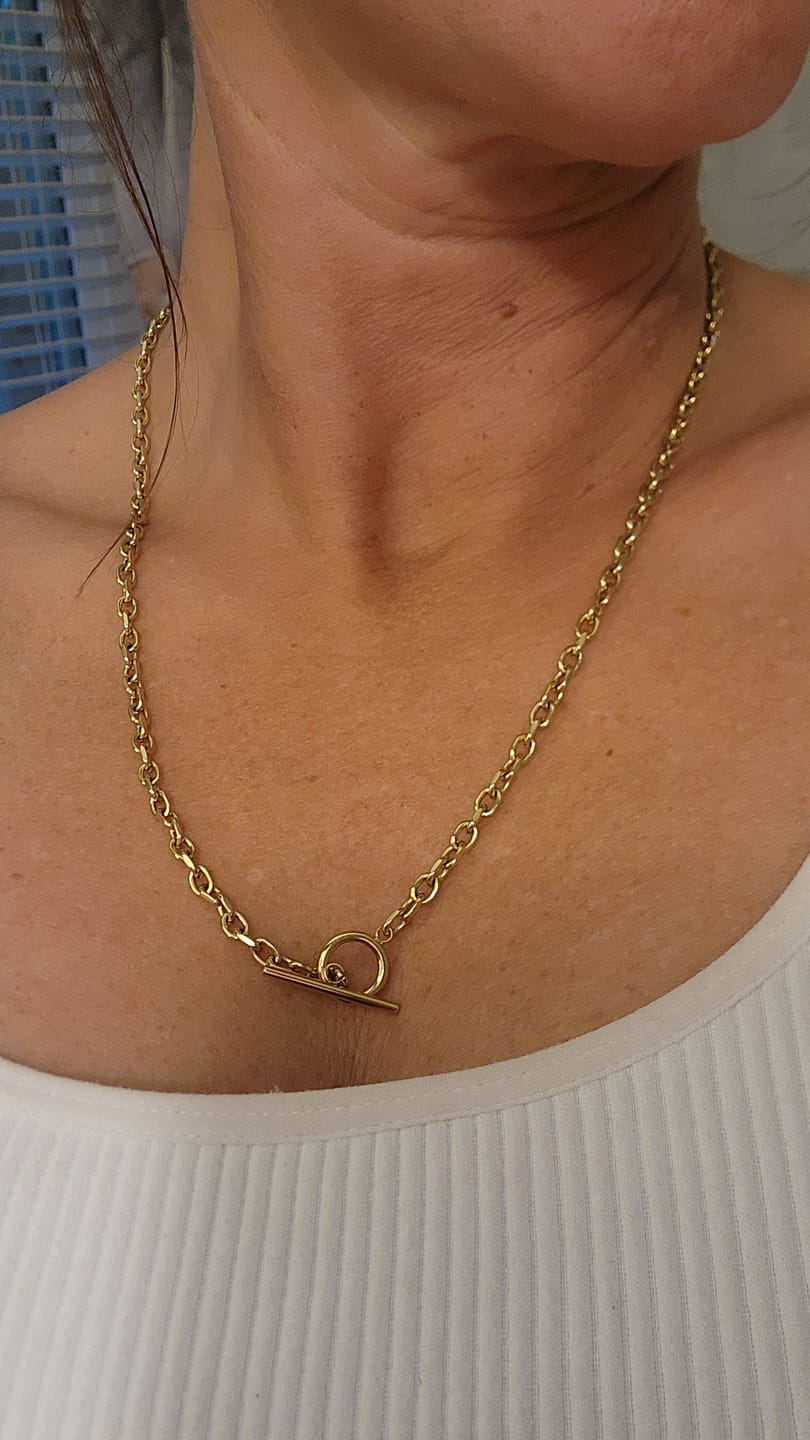 Customer photo review of Cuban T Bar Necklace
