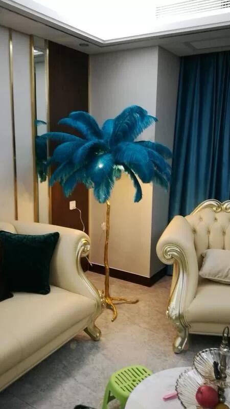 Customer photo review of Brass Floor Lamp, Ostrich Feather Palm Fronds, 6 Lights, 160 cm