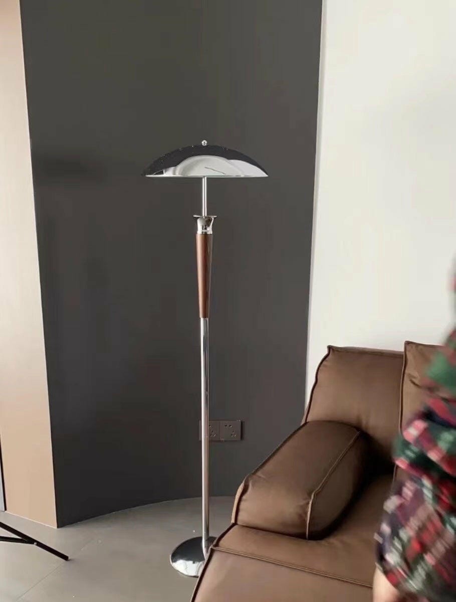 Customer photo review of Walnut Wood Floor Lamp for Living Room, Chrome Shade, 150 cm