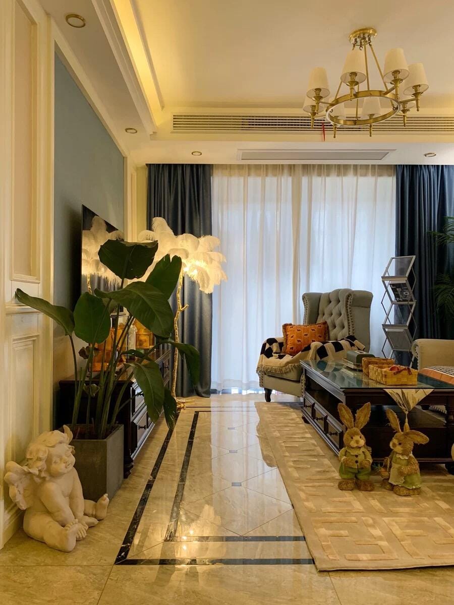Customer photo review of Brass Floor Lamp, Ostrich Feather Palm Fronds, 6 Lights, 160 cm