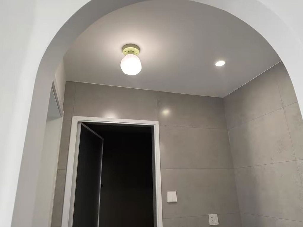 Customer photo review of Flower Semi Flush Ceiling Light, Glass Shade, Green Base, 15 cm