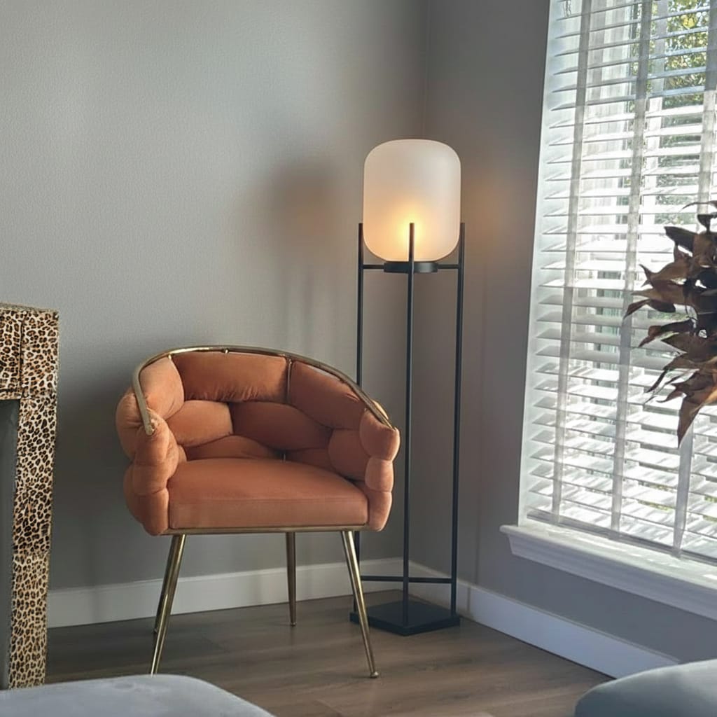 Customer photo review of Black Floor Lamp for Garden, Solar Frosted Glass Lantern, IP65