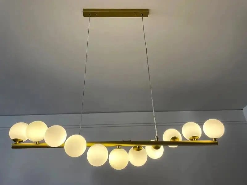 Customer photo review of Gold Linear Chandelier for Dining Table, Glass Shades, 80–120 cm
