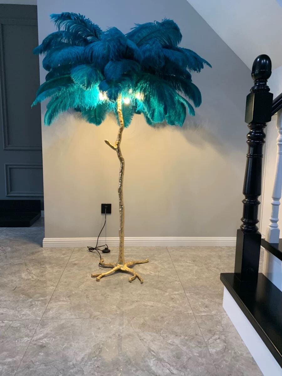 Customer photo review of Brass Floor Lamp, Ostrich Feather Palm Fronds, 6 Lights, 160 cm