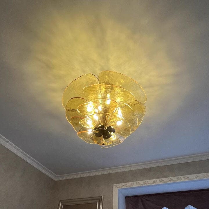 Customer photo review of Gold Glass Pendant Lamp, Hand-Blown Petal Chandelier, 55 cm