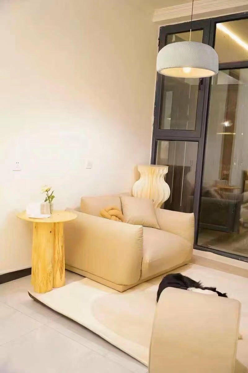 Customer photo review of Modern Pendant Light, White Polystyrene Shade, 40 cm, Adjustable