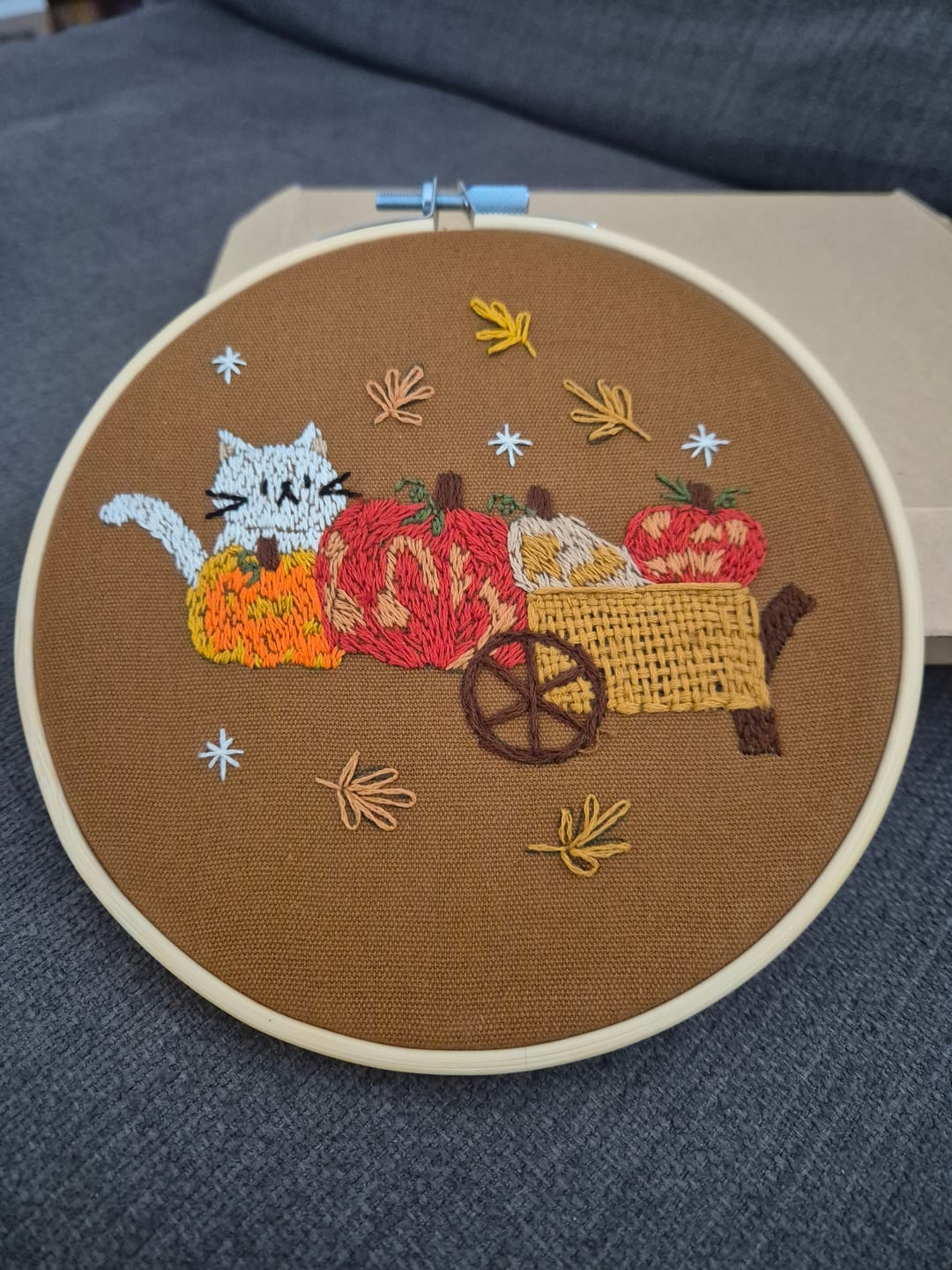 Customer photo review of CAT IN THE PATCH - Embroidery Kit