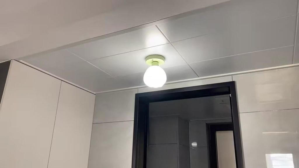 Customer photo review of Flower Semi Flush Ceiling Light, Glass Shade, Green Base, 15 cm