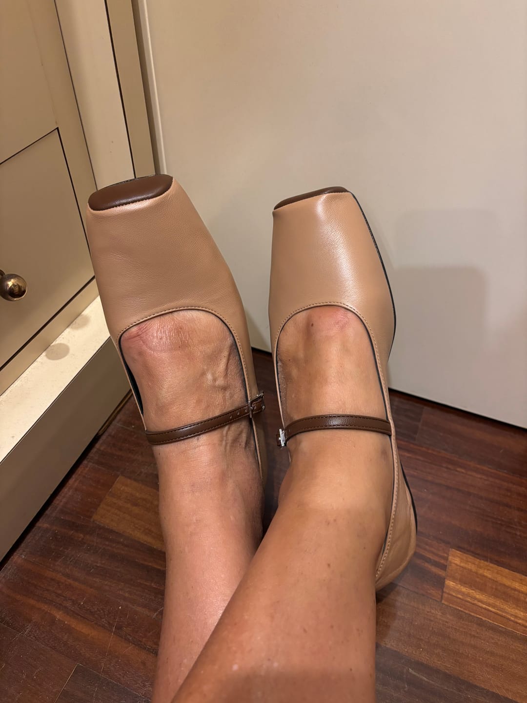 Customer photo review of Fracci Hazel ballerina mary jane in nappa nocciola - tacco 1 artigianale marchigiana