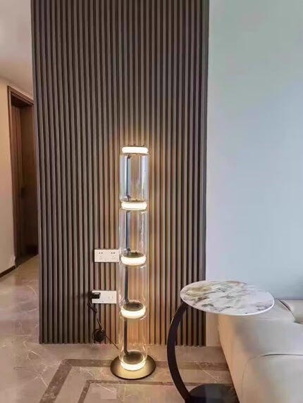 Customer photo review of Black Floor Lamp, Clear Glass Cylinders, LED, Up to 160 cm