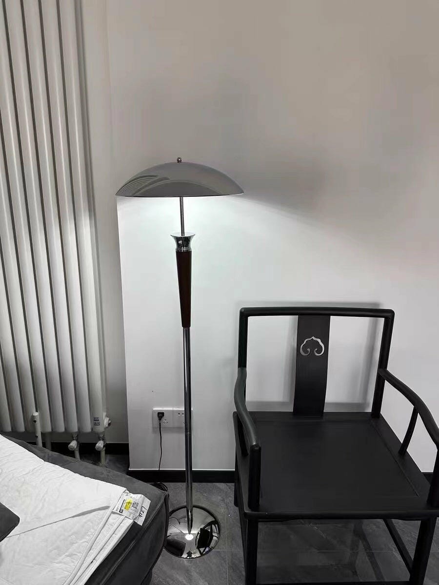 Customer photo review of Walnut Wood Floor Lamp for Living Room, Chrome Shade, 150 cm
