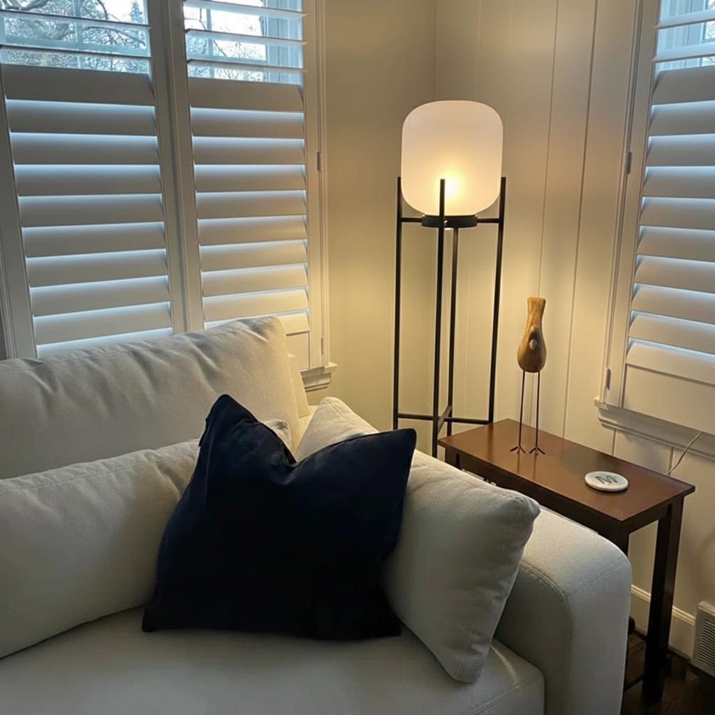 Customer photo review of Black Floor Lamp for Garden, Solar Frosted Glass Lantern, IP65