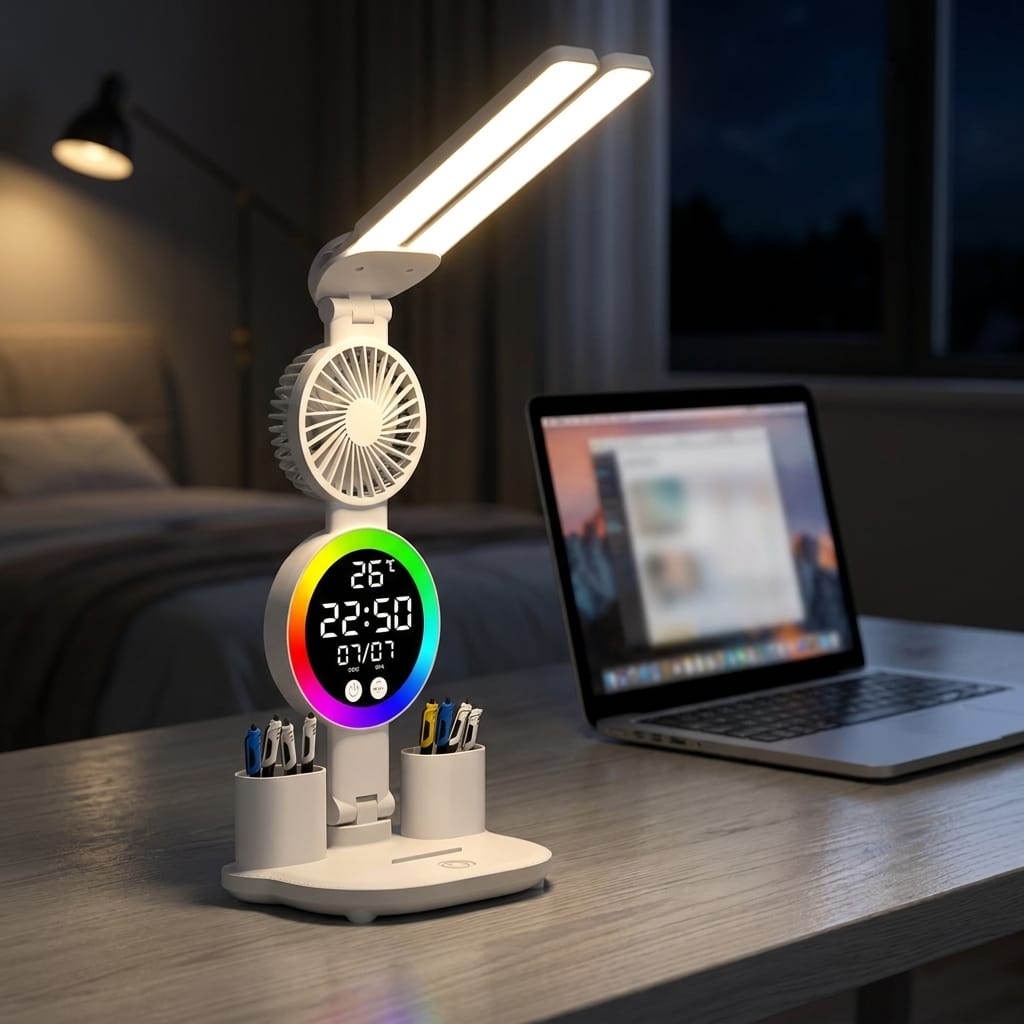 Customer photo review of Brisaluz | Luz, Ventilador y Reloj en un solo producto para tu escritorio