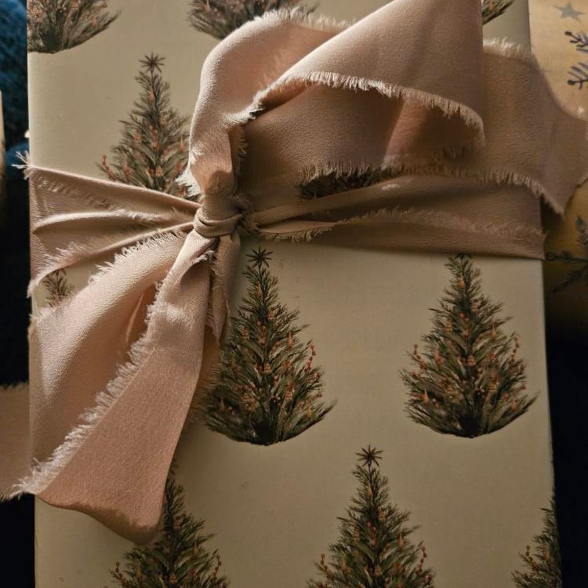 Customer photo review of Beige Christmas Tree Wrapping Paper