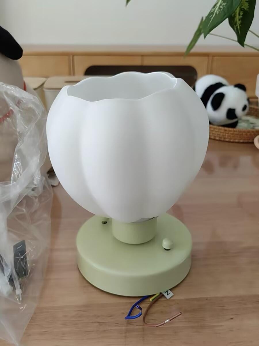 Customer photo review of Flower Semi Flush Ceiling Light, Glass Shade, Green Base, 15 cm