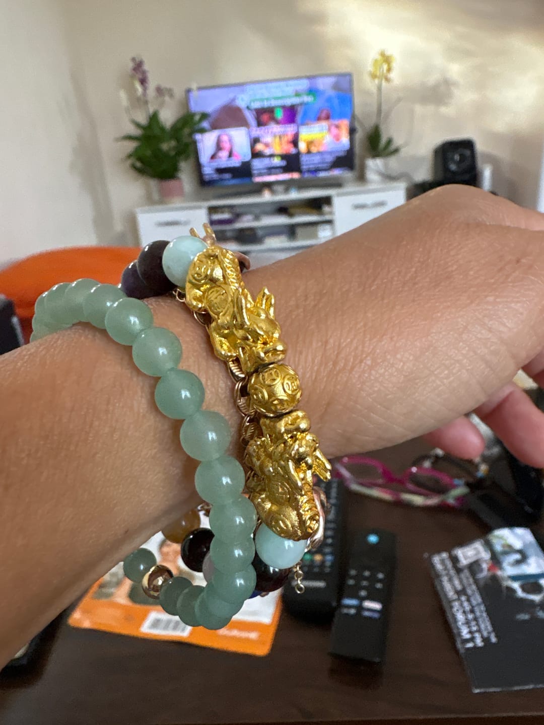 Customer photo review of The Pixiu of Fortune and Success Multi Gemstone Bracelet