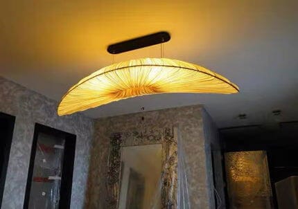 Customer photo review of Fabric Pendant Light, Long Beige Shade, Iron Frame, Two Bulbs