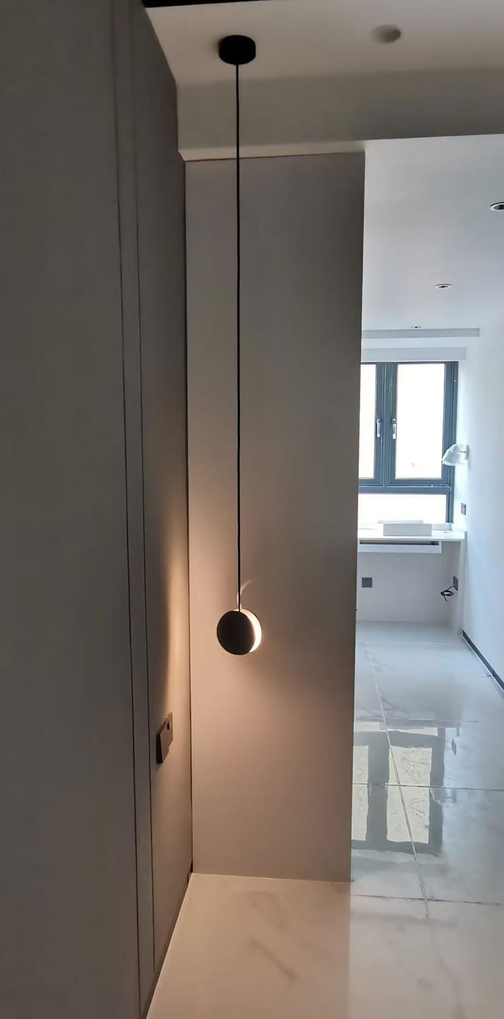 Customer photo review of Concrete Pendant Light, Handmade Cement Grey Sphere, Integrated LED