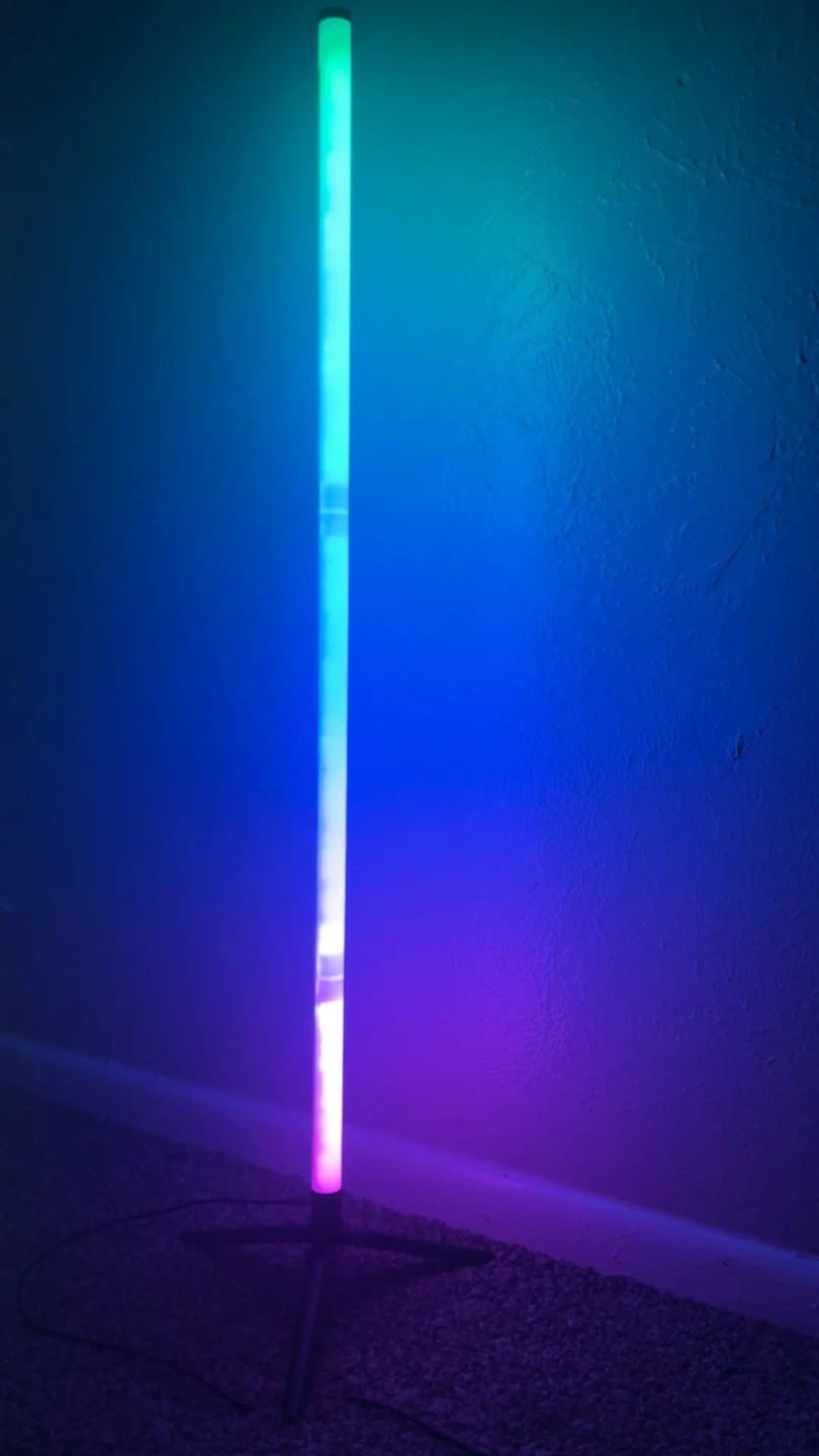 Customer photo review of Corner Floor Lamp | 47 or 57 in LED Light Bar on a Triangle Base | Foot Switch, Warm or 3-Color Light