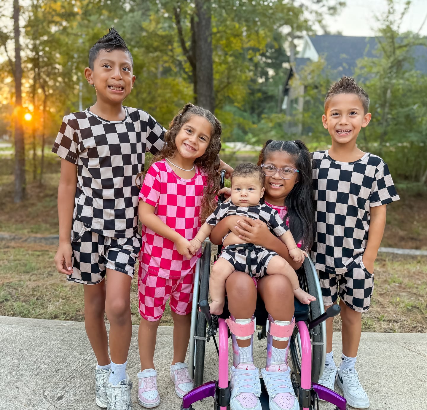 Customer photo review of Biker Two Piece Set in Bubble Gum Checkered