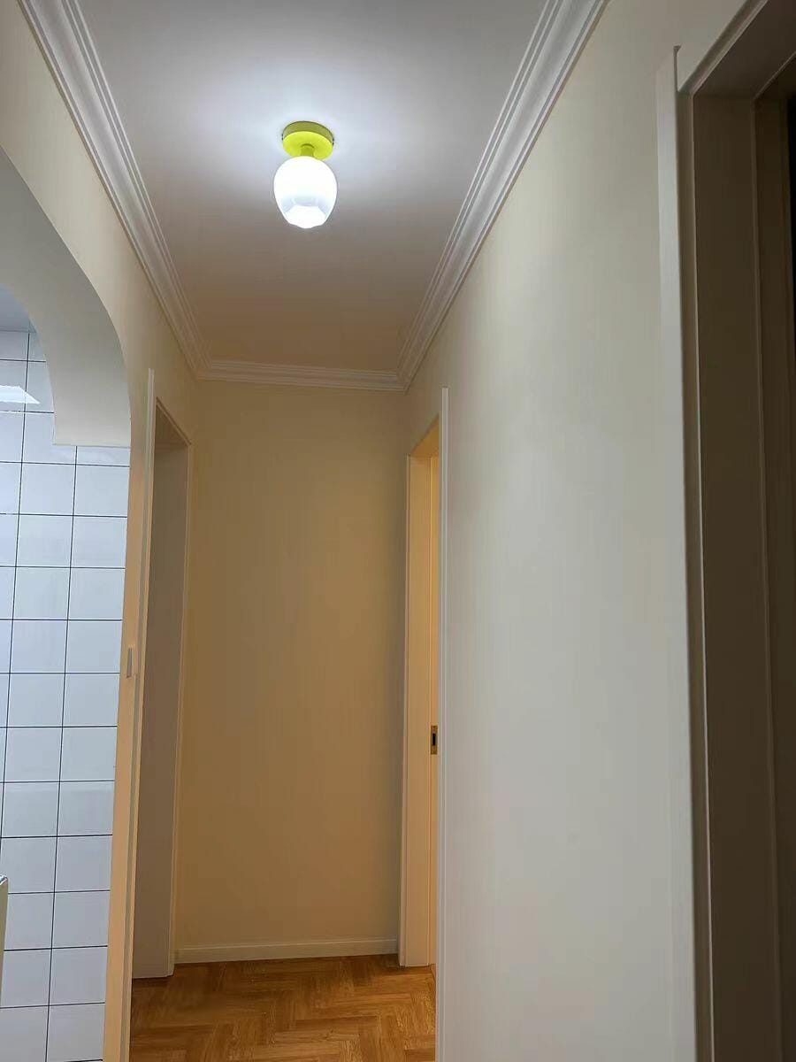 Customer photo review of Flower Semi Flush Ceiling Light, Glass Shade, Green Base, 15 cm